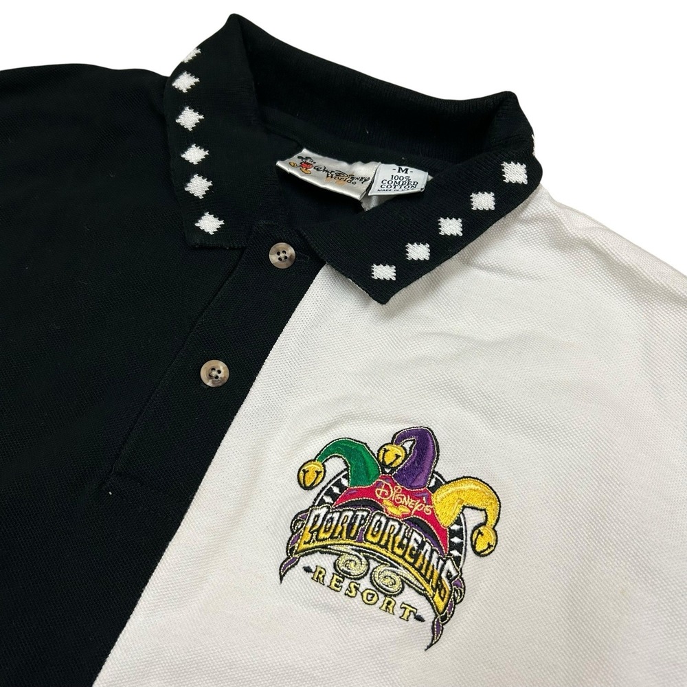 Vintage Walt Disney World Port Orleans Polo Shirt Mens Medium Colorblock Resort